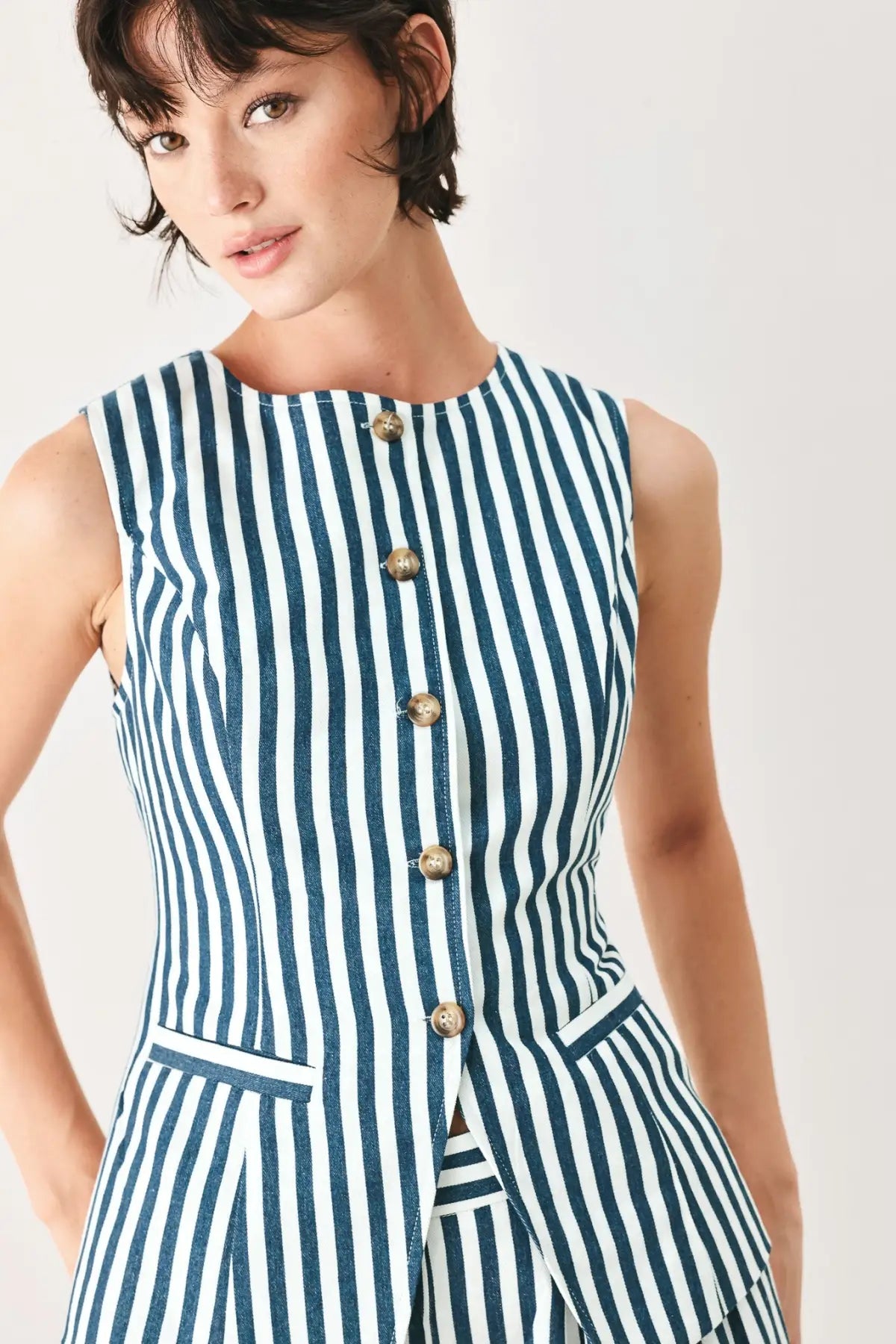 PORTSIDE STRIPE WOVEN VEST – MELISSA JEAN