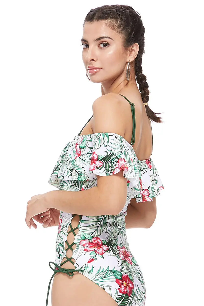 TROPICAL OFF THE SHOULDER ONE PIECE - One Piece