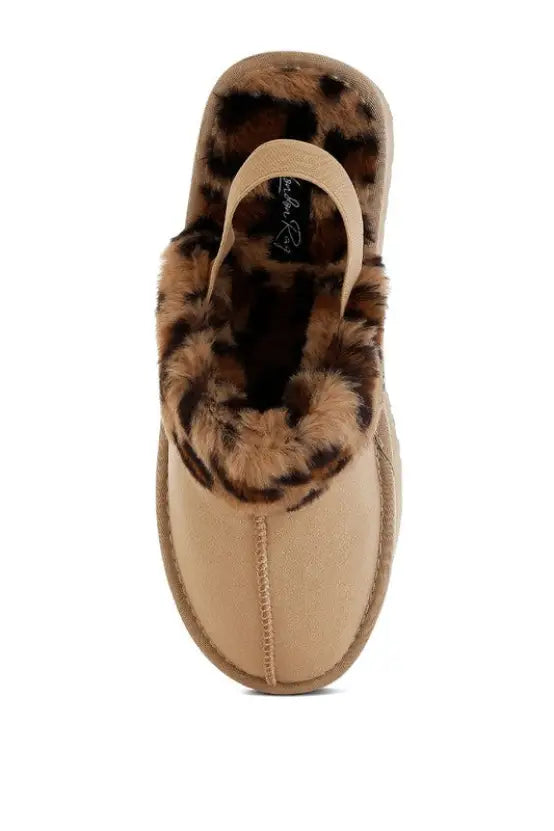 Kutchu Leopard Faux Fur Platform Classic Slingback