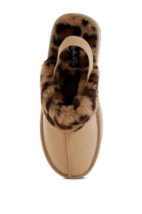 Kutchu Leopard Faux Fur Platform Classic Slingback