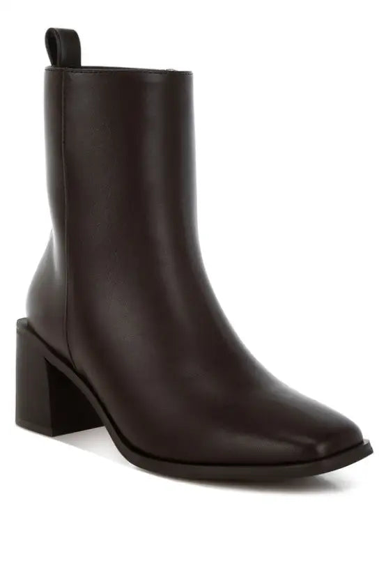 Muskox Square Toe Faux Leather Boots - Brown / US-5 / UK-3 / EU-36