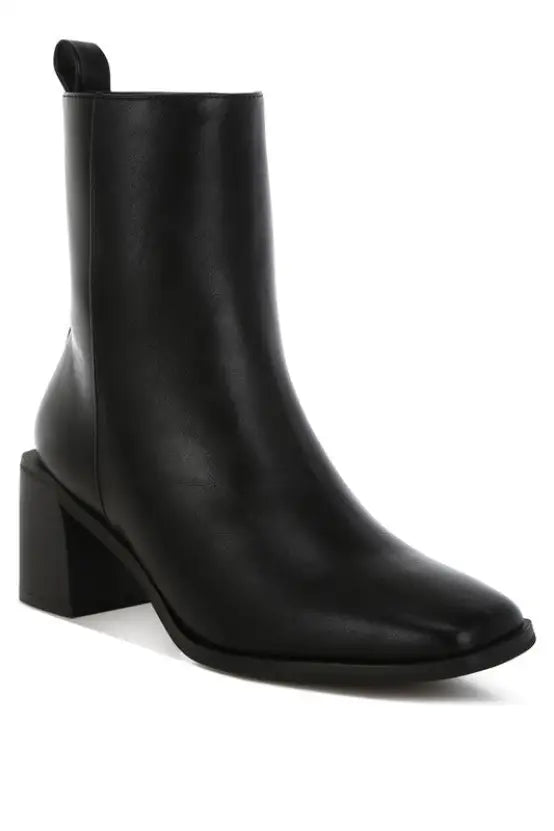 Muskox Square Toe Faux Leather Boots - Black / US-5 / UK-3 / EU-36