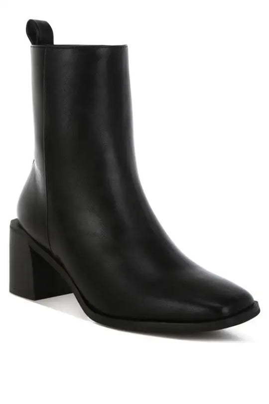 Muskox Square Toe Faux Leather Boots - Black / US-5 / UK-3 / EU-36