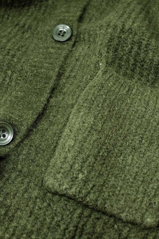 Long Ribbed Cardigan With Pockets and Hood in Khaki - KHAKI / ONE - Cardigans