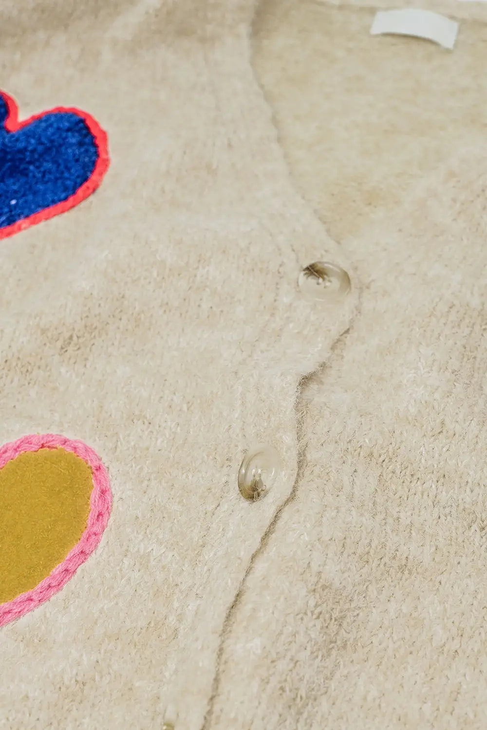 Beige knitted cardigan with embroidered hearts - BEIGE / ONE - Cardigans