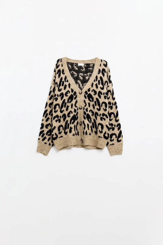 soft knit leopard print cardigan - BROWN / ONE - Cardigans