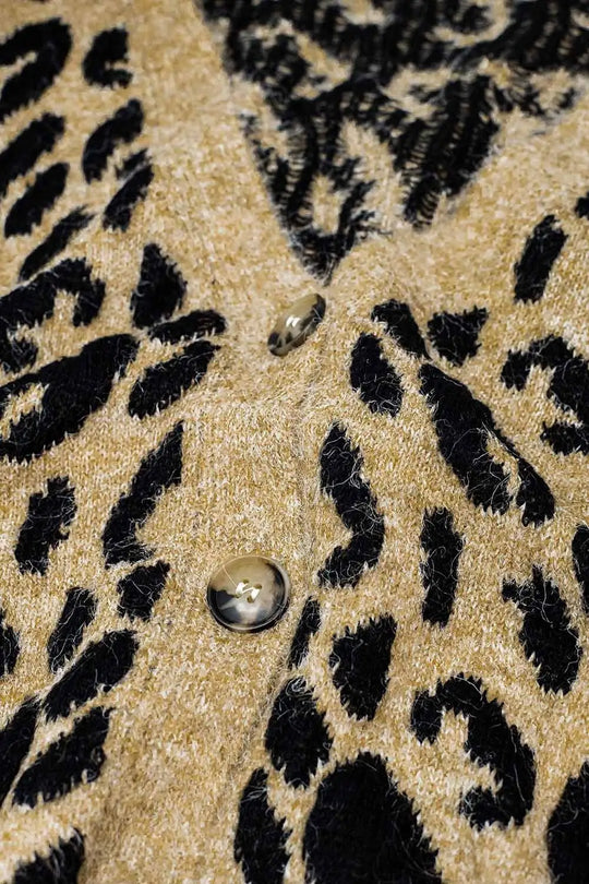soft knit leopard print cardigan - BROWN / ONE - Cardigans