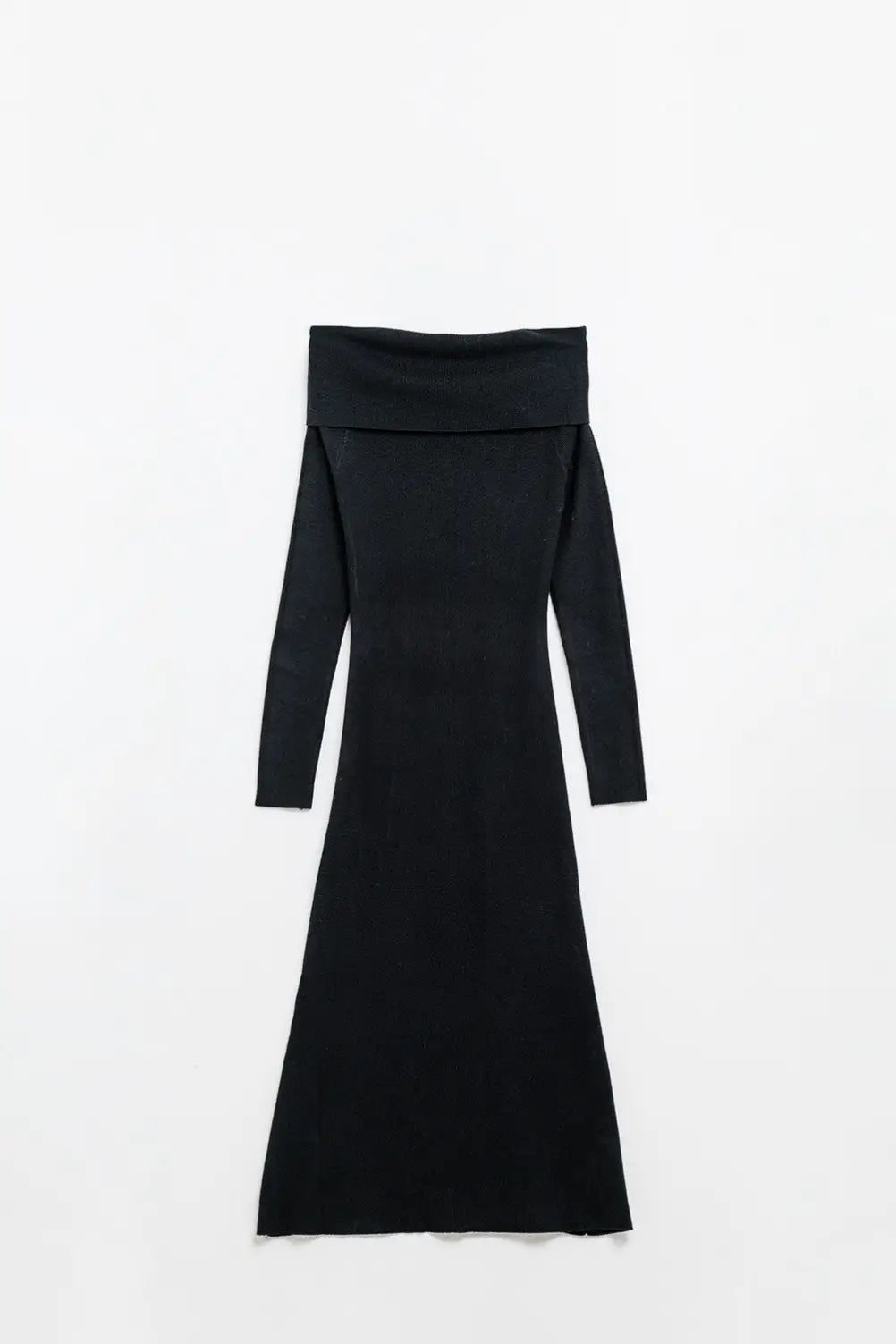 Maxi Knitted wide Bardot Dress in black - BLACK / ONE - Dresses