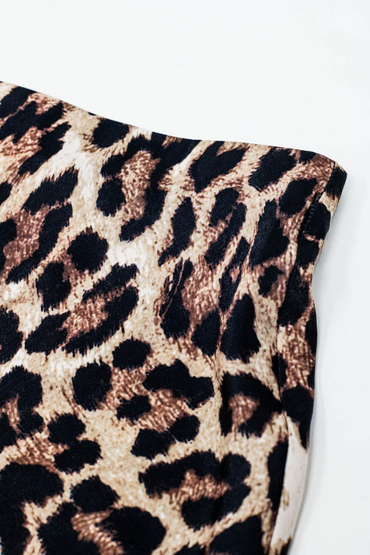 Leopard print mid-rise Flared midi skirt