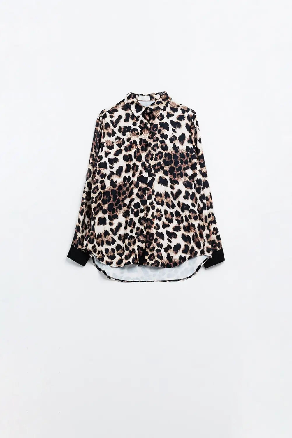 leopard shirt with black satin detail - Shirts