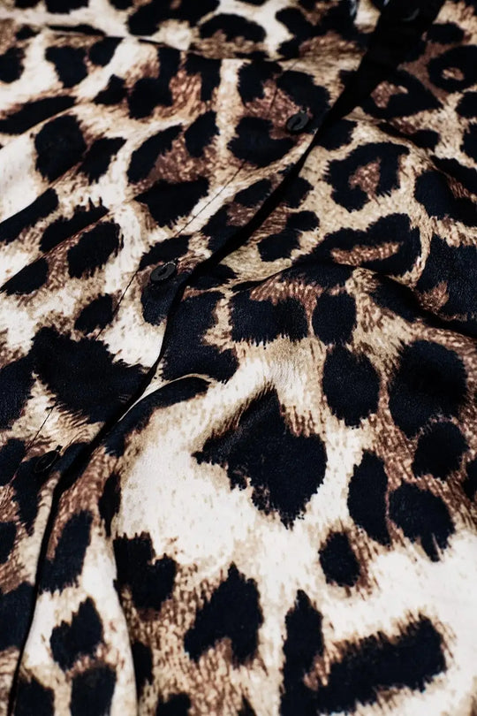 leopard shirt with black satin detail - Shirts