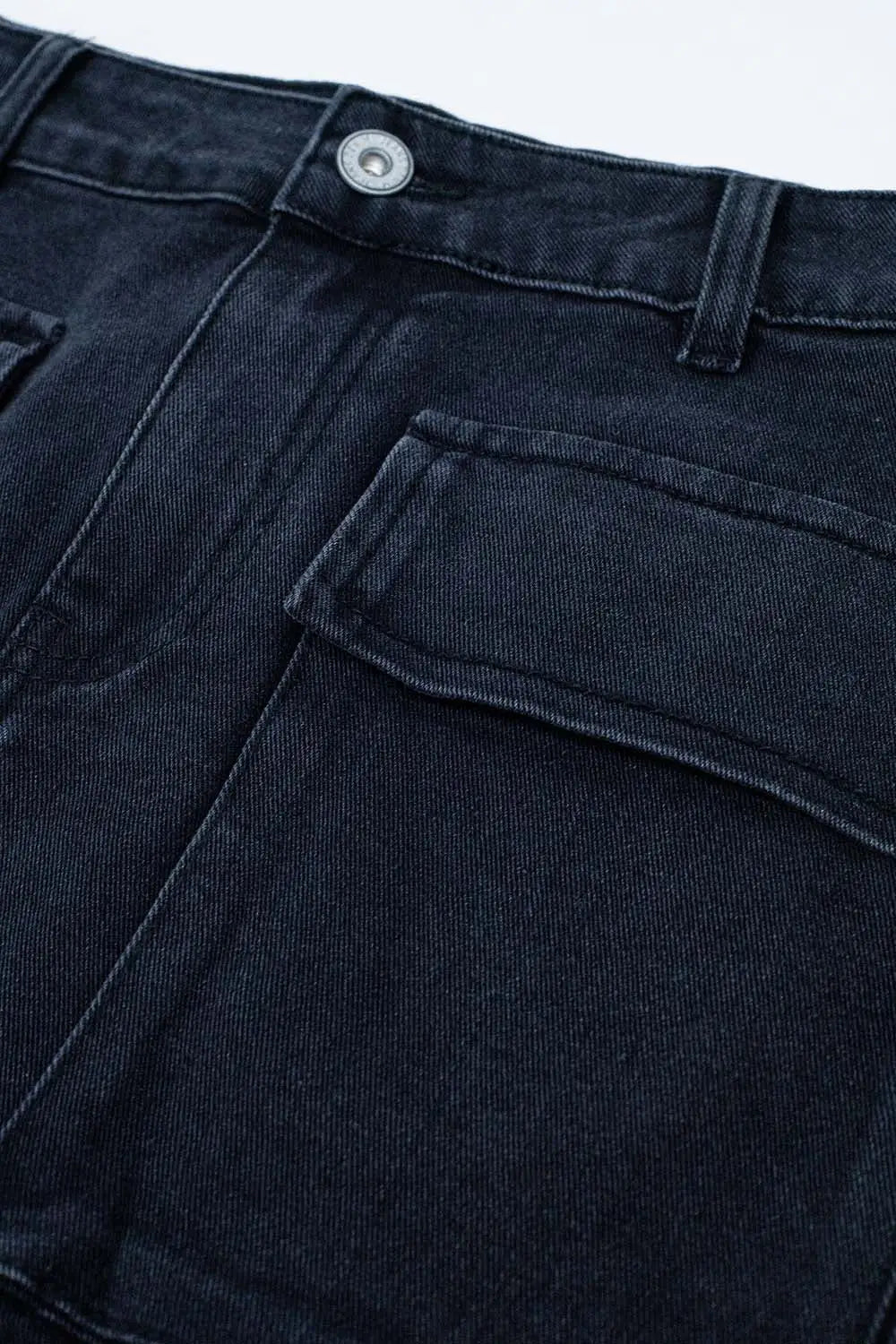 Black denim miniskirt with cargo pockets - Skirts