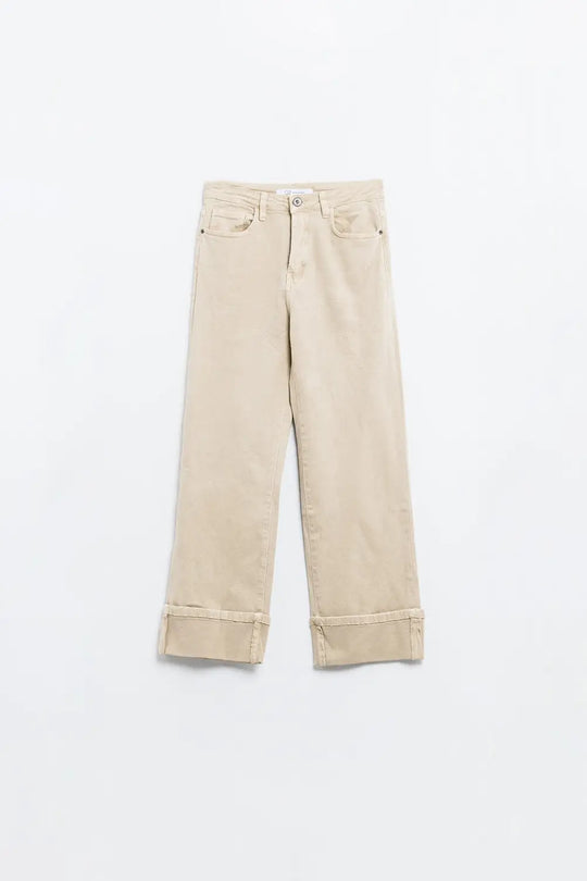 Straight leg Pants with cropped hem in dark beige - Colored Jeans