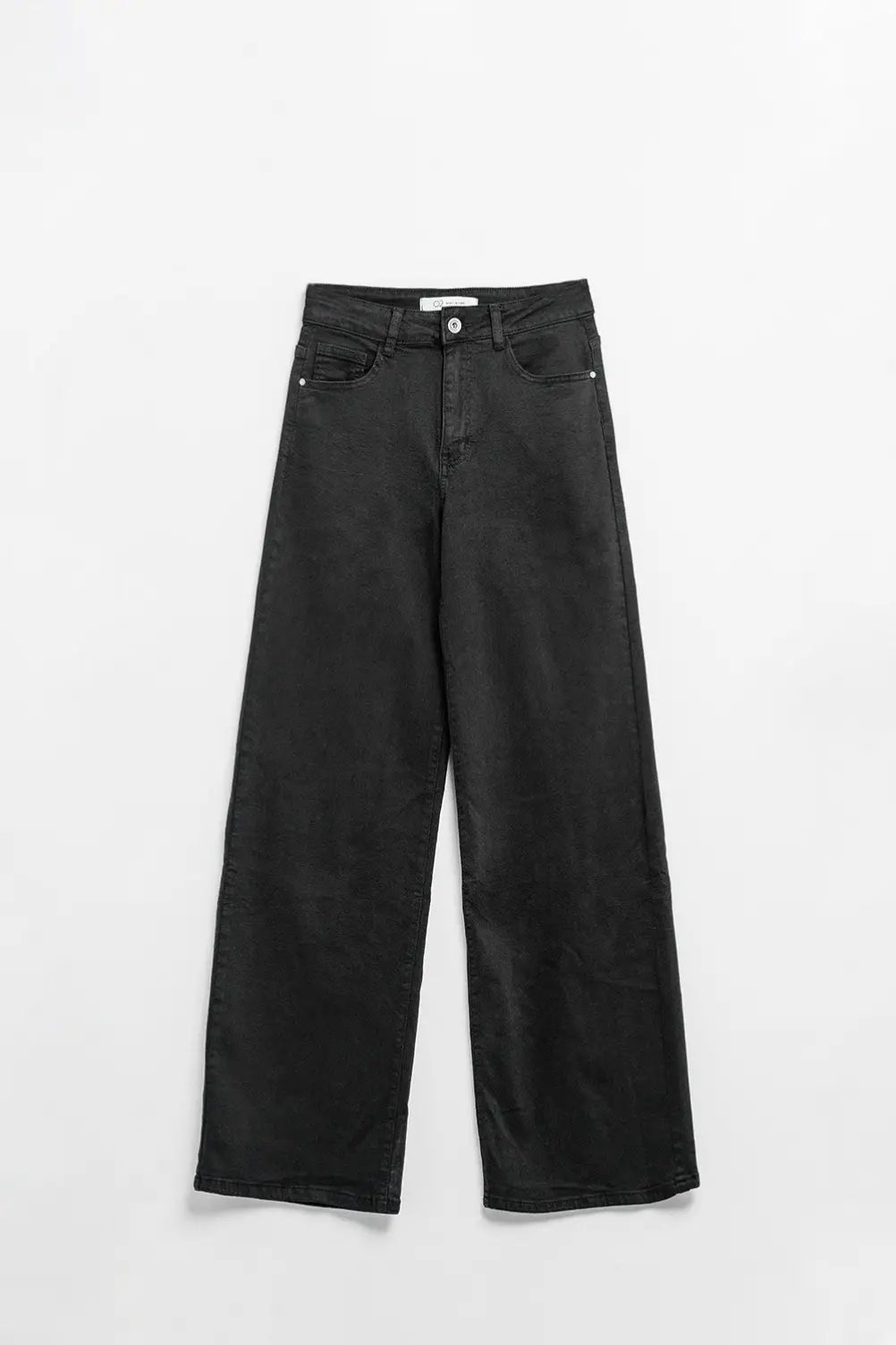 Black high-waisted wide-leg pants - Colored Jeans
