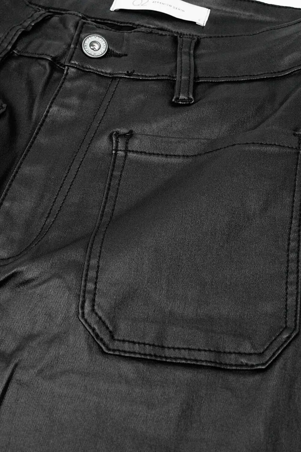 Faux leather pants with wide leg and pocket detail - Pants