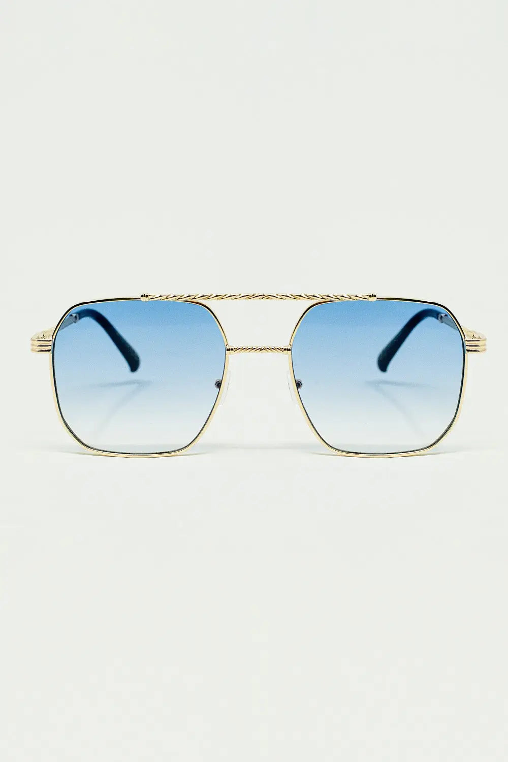 gold square frame sunglasses in ombre light blue - BLUE / ONE - Sunglasses