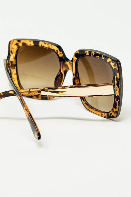 animal print square frame sunglasses - BROWN / ONE - Sunglasses