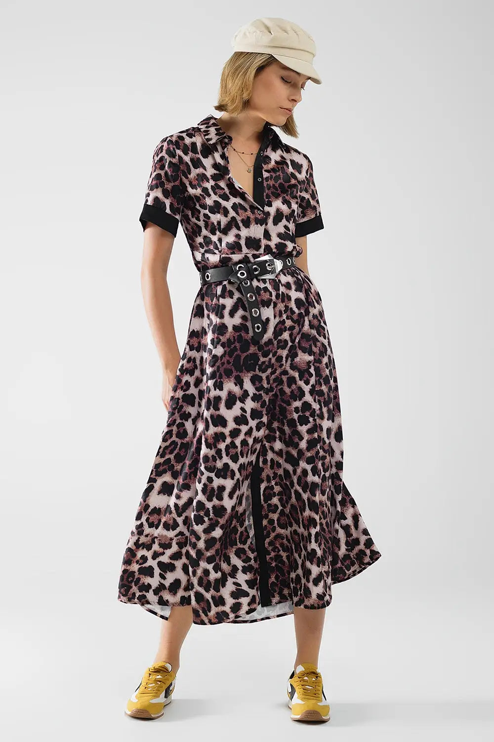 Leopard print buttoned maxi dress with satin detail - Dresses