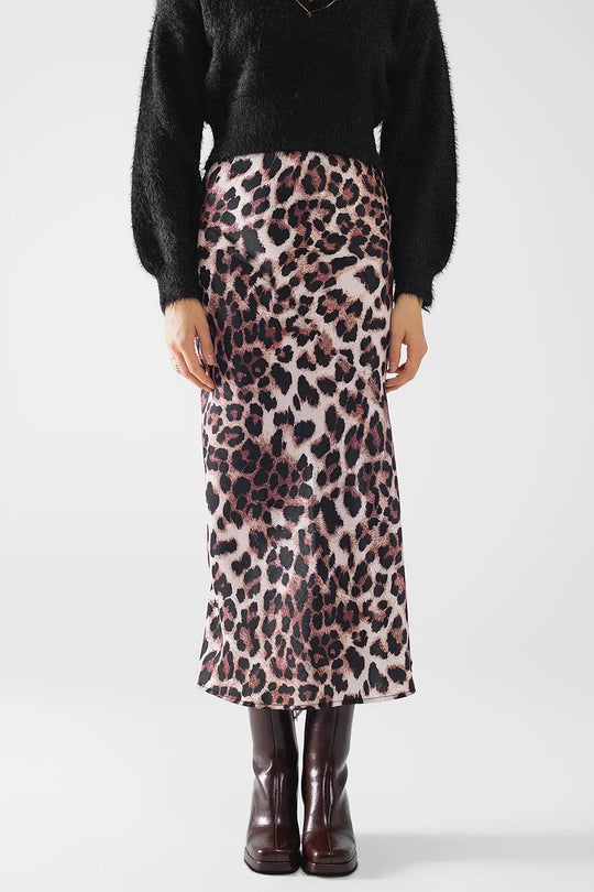 Leopard print mid-rise Flared midi skirt - Skirts