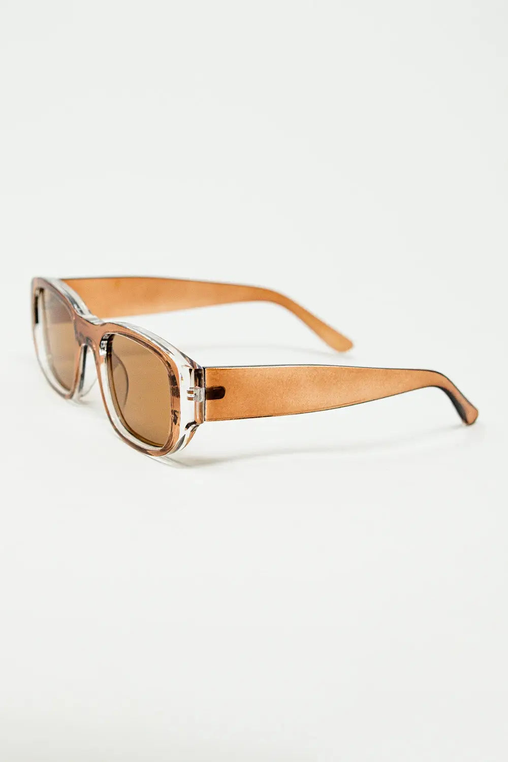 Oval Sunglasses with High Gloss Transparent Camel Frames - BEIGE / ONE - Sunglasses