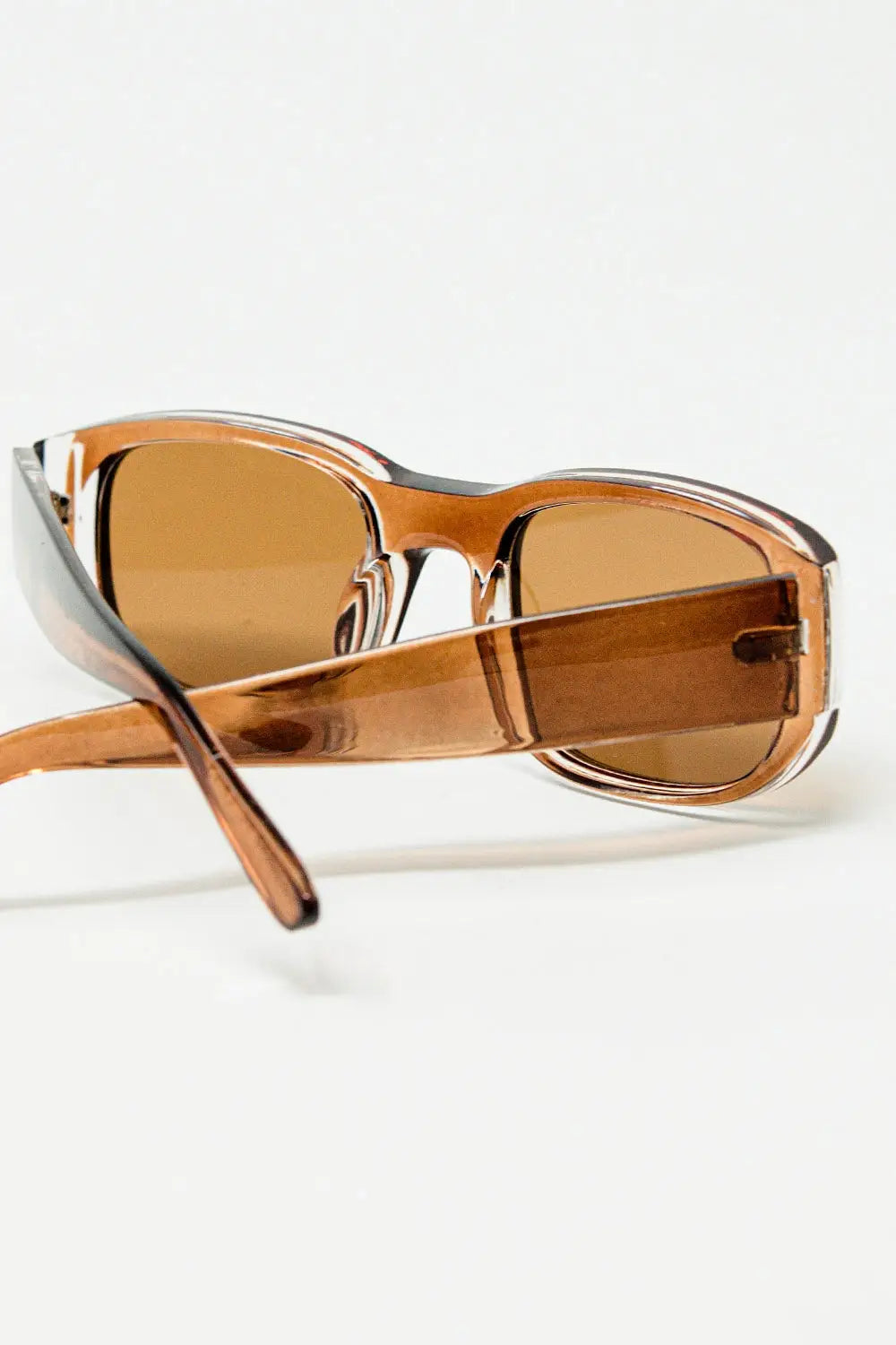 Oval Sunglasses with High Gloss Transparent Camel Frames - BEIGE / ONE - Sunglasses