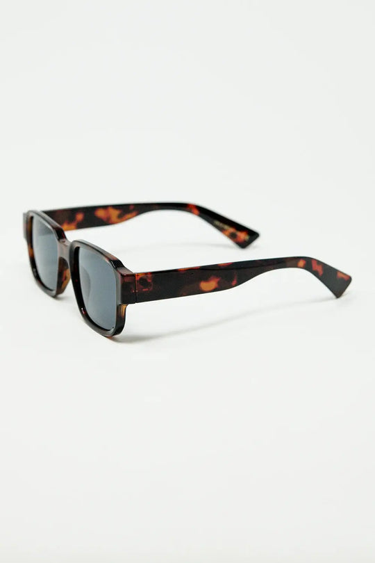Brown Chunky Square Sunglasses In Crystal Grey - BROWN / ONE - Sunglasses