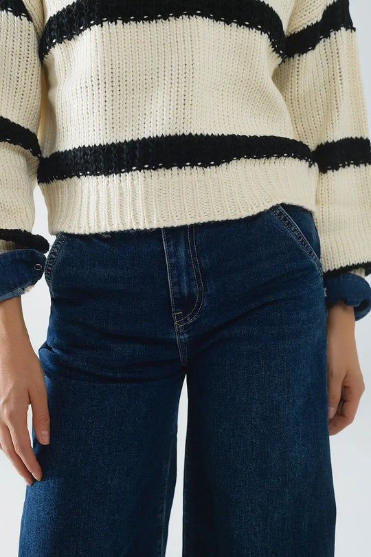 Super wide leg jeans in mid-wash