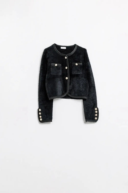 Extra soft fluffy high-quality cardigan in black - BLACK / ONE - Jackets Cardigans
