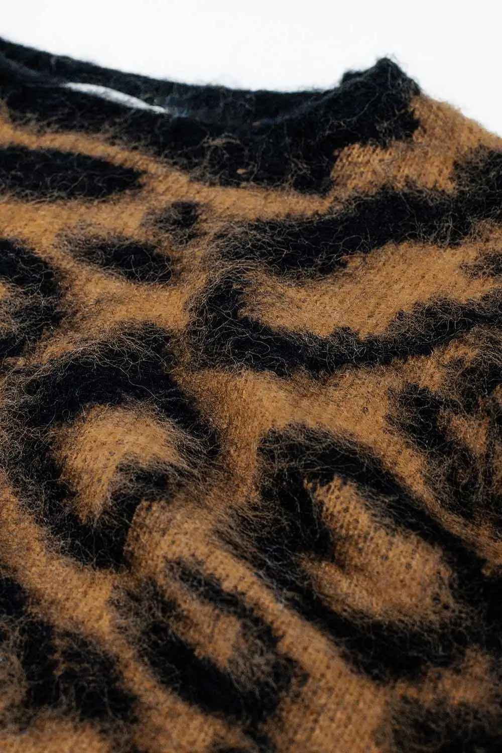 black Leopard print sweater made of knitted fabric with wool - BLACK / ONE - Sweaters