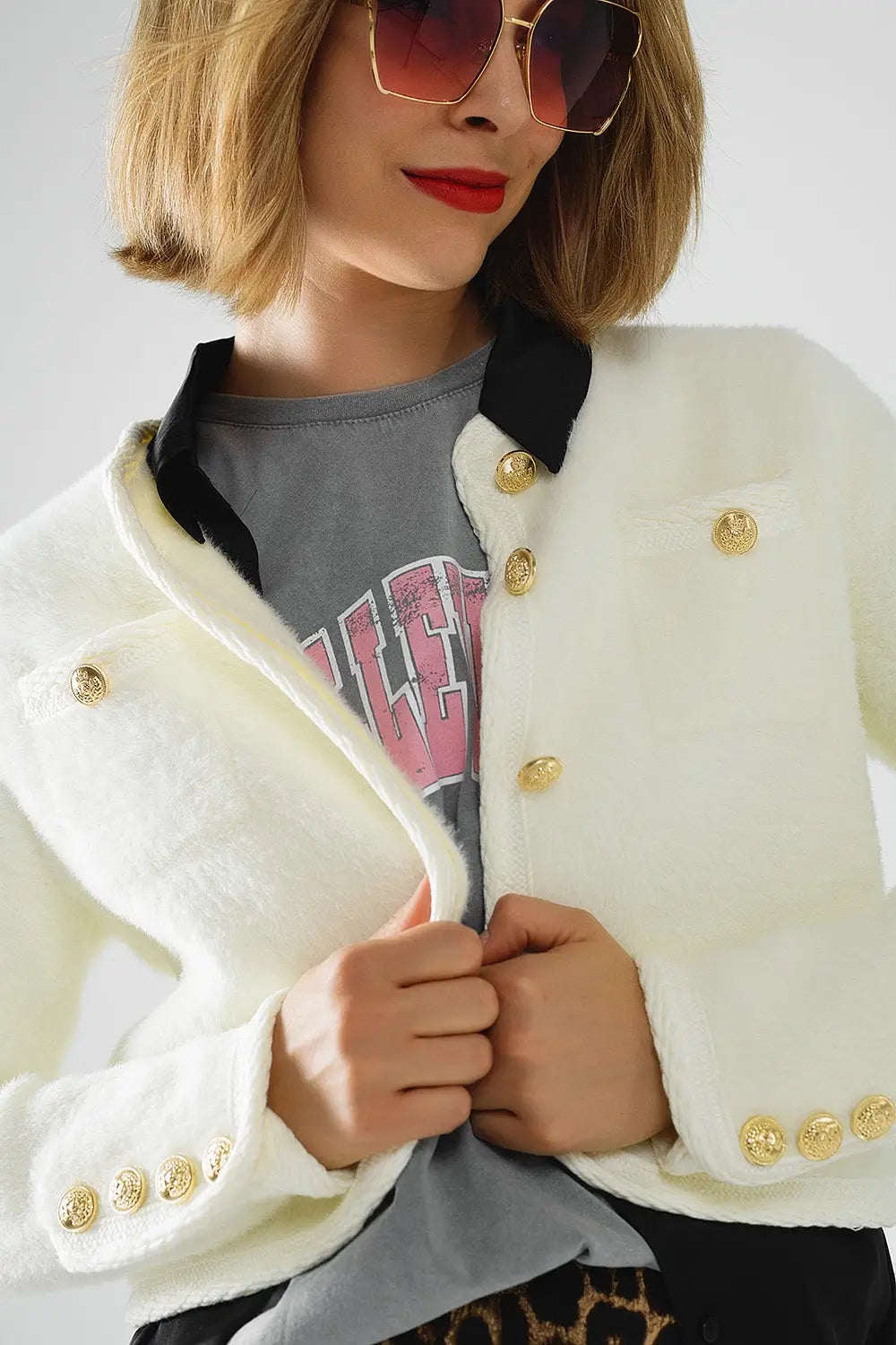 Extra soft fluffy high-quality cardigan in cream - CREAM / ONE - Jackets Cardigans