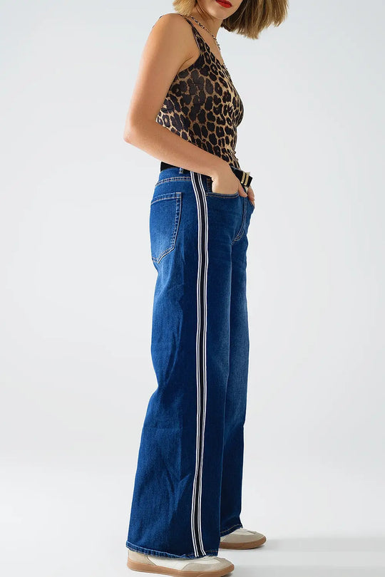 super Wide Leg Jeans with stripe on side