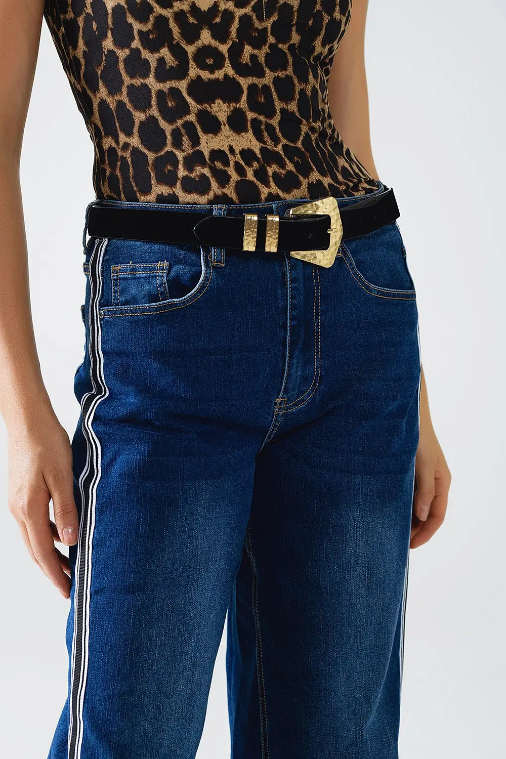 super Wide Leg Jeans with stripe on side