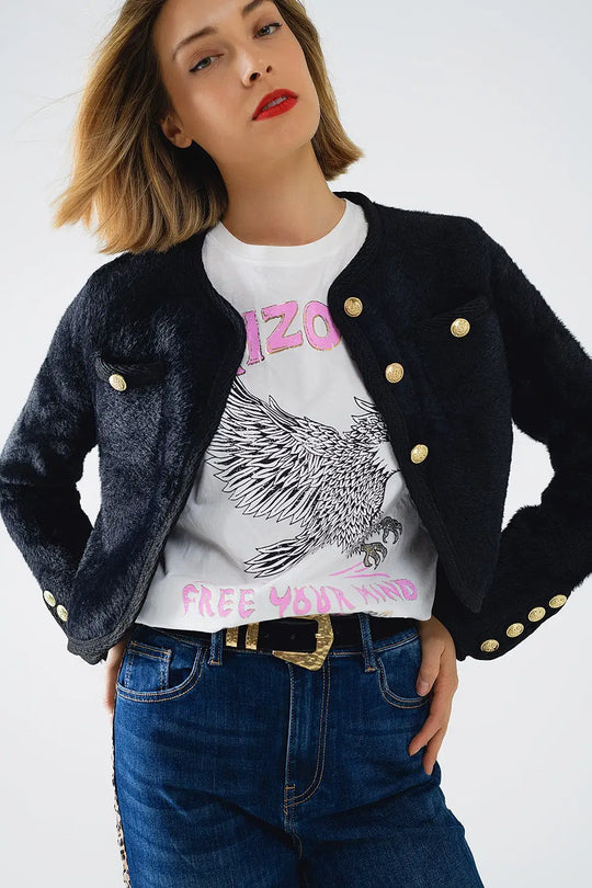 Extra soft fluffy high-quality cardigan in black - BLACK / ONE - Jackets Cardigans