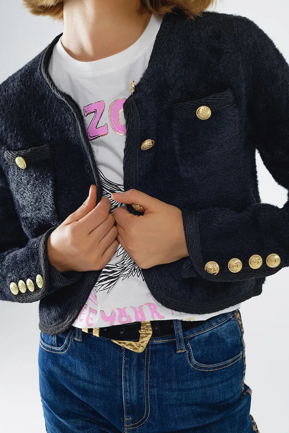 Extra soft fluffy high-quality cardigan in black - BLACK / ONE - Jackets Cardigans