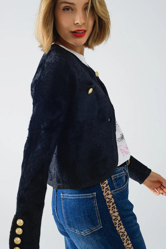 Extra soft fluffy high-quality cardigan in black - BLACK / ONE - Jackets Cardigans
