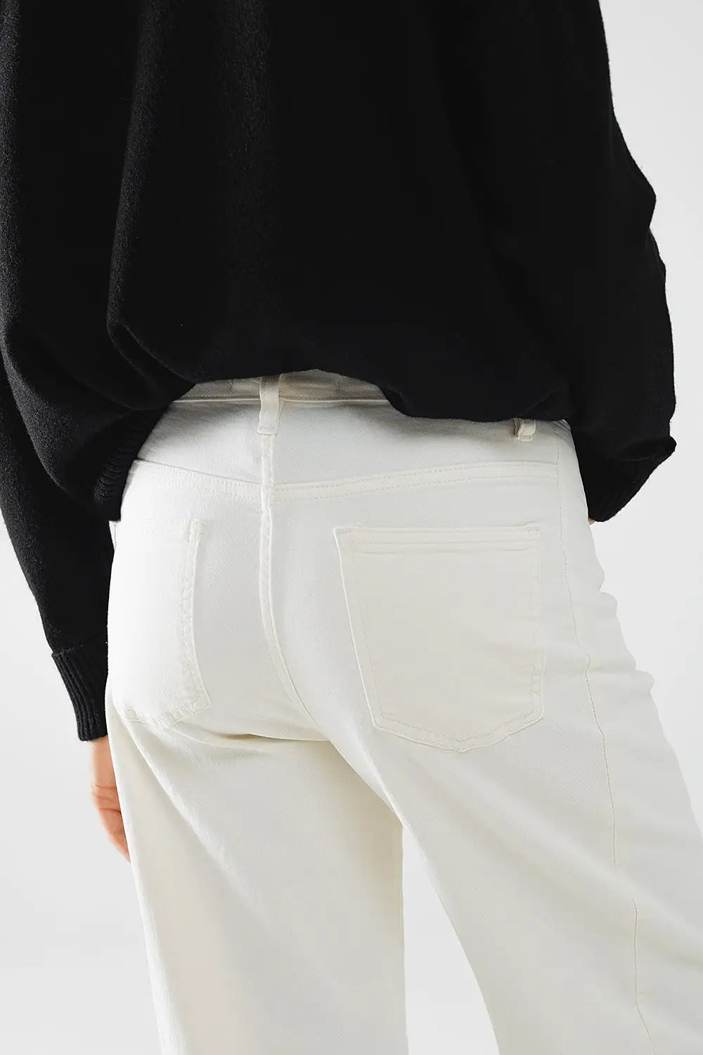 Extra wide leg trousers in cream color - Colored Jeans