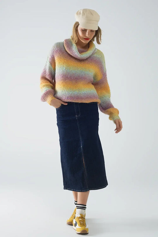 Oversized Turtleneck Comfy Sweater in multicolor - YELLOW / ONE - Sweaters