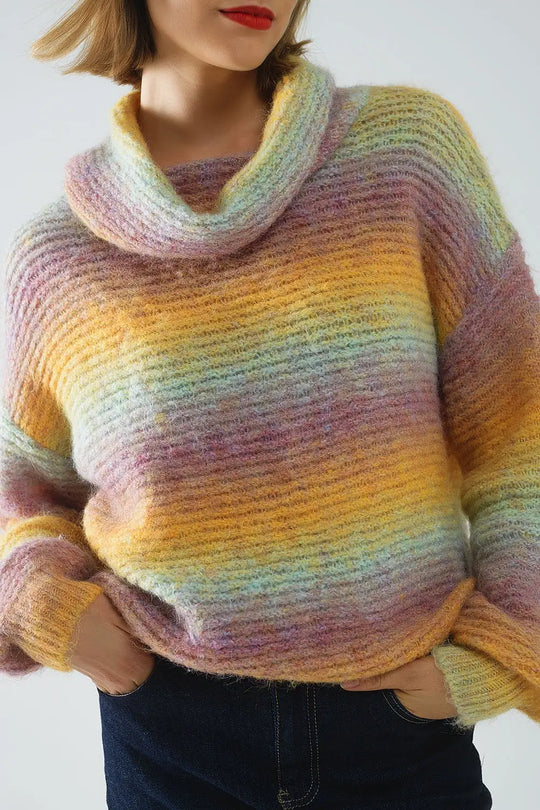 Oversized Turtleneck Comfy Sweater in multicolor - YELLOW / ONE - Sweaters