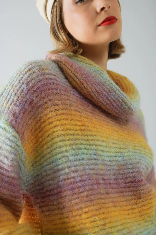 Oversized Turtleneck Comfy Sweater in multicolor - YELLOW / ONE - Sweaters