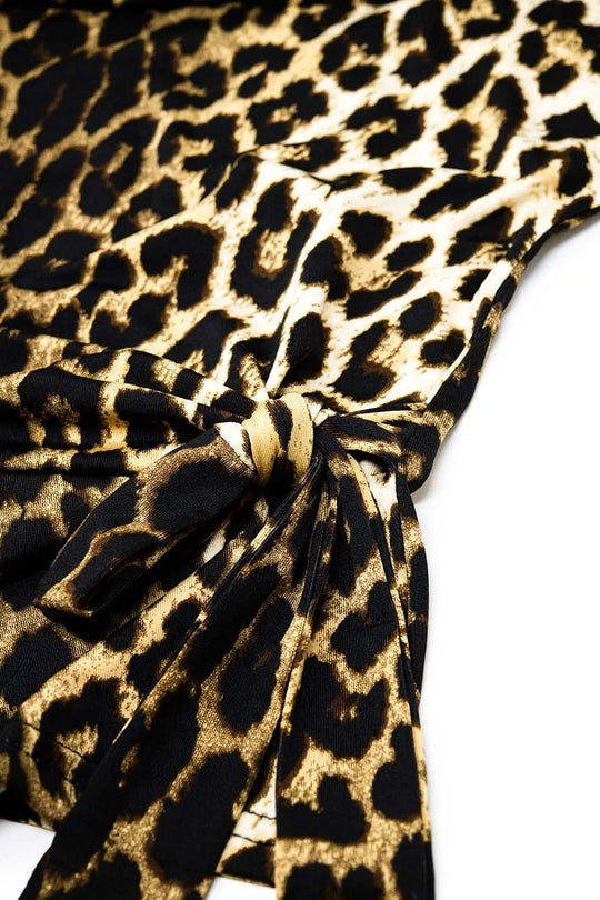 Leopard print Spandex t-shirt with bow detail - T-Shirts