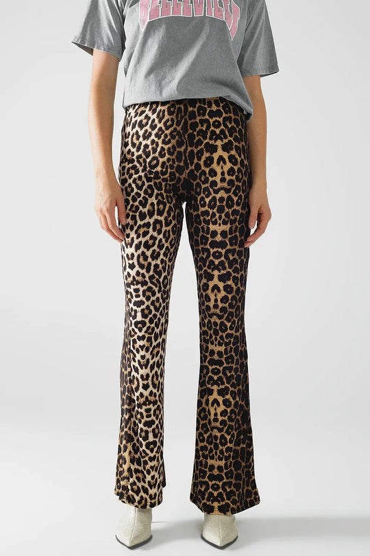 Flared Spandex leggings in a leopard print - Pants