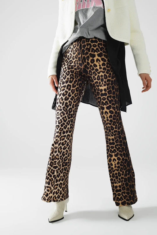 Flared Spandex leggings in a leopard print - Pants