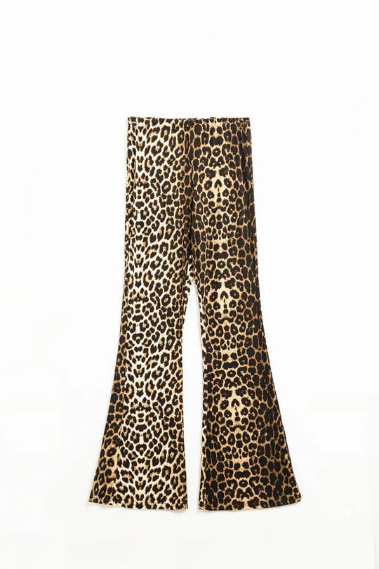 Flared Spandex leggings in a leopard print - Pants