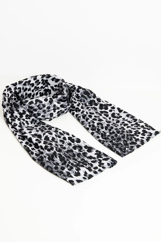Fine woven scarf with leopard print in grey - GRAY / ONE - Scarves