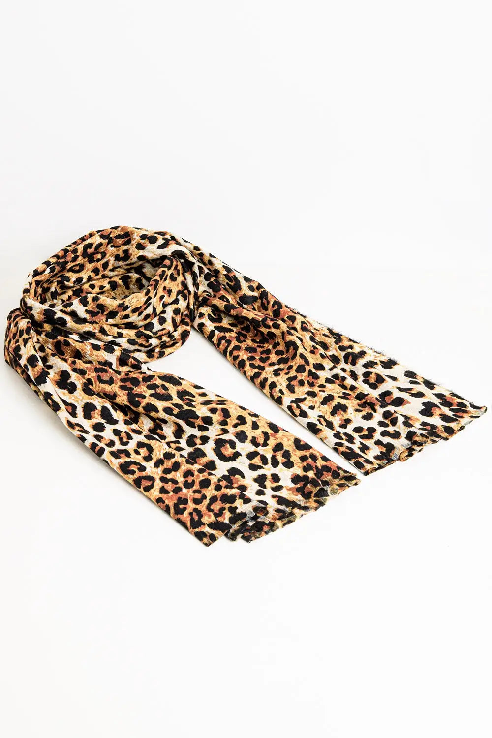 Fine woven scarf with leopard print in camel - CAMEL / ONE - Scarves