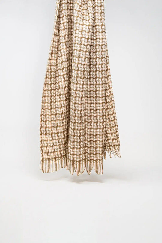 Super soft pastel pink scarf with geometric print - BEIGE / ONE - Scarves