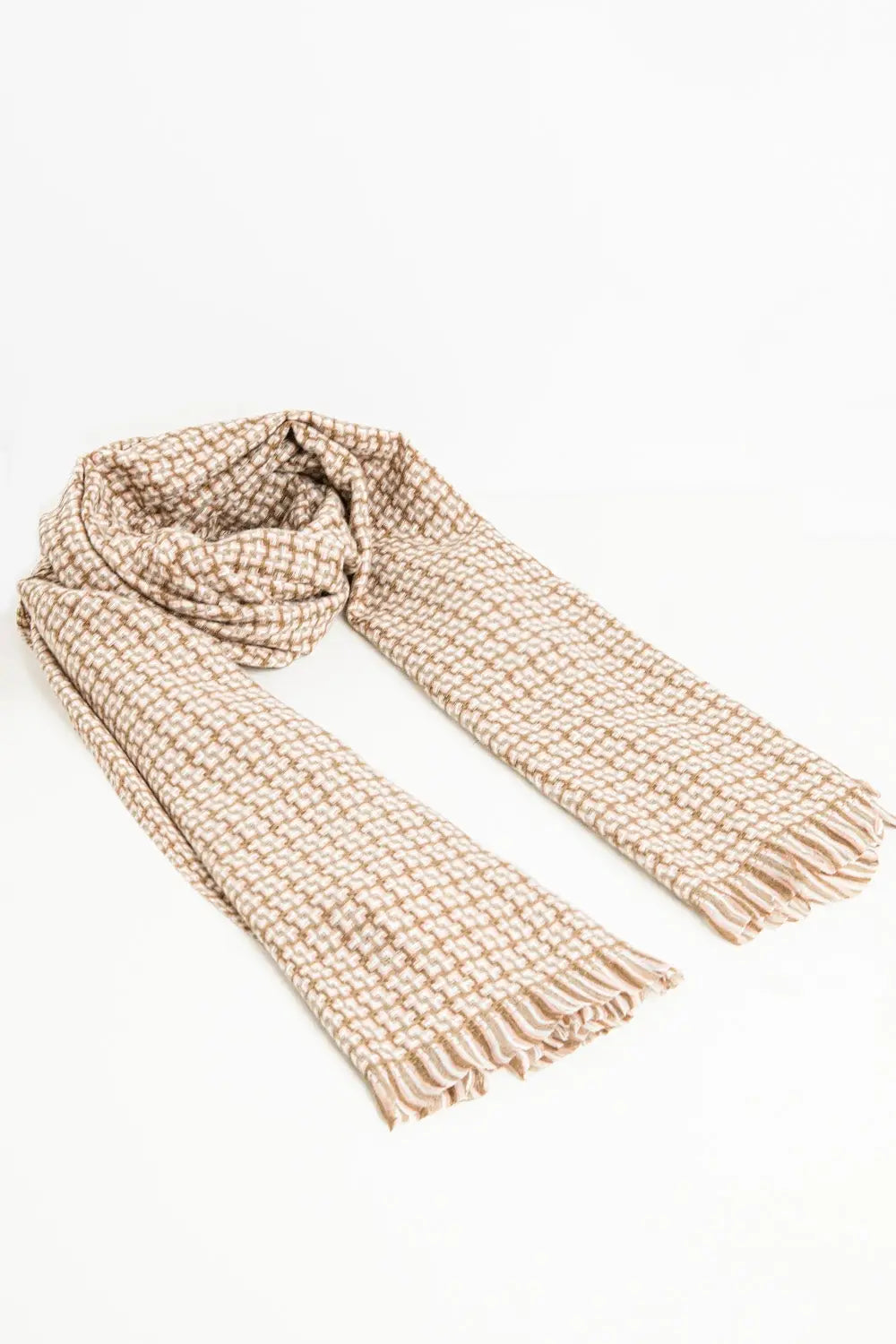 Super soft pastel pink scarf with geometric print - BEIGE / ONE - Scarves