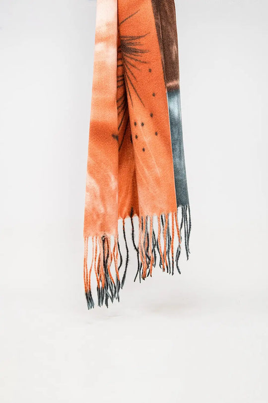 orange flower print scarf - ORANGE / ONE - Scarves