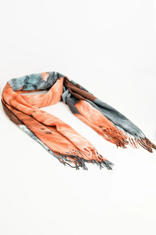 orange flower print scarf - ORANGE / ONE - Scarves