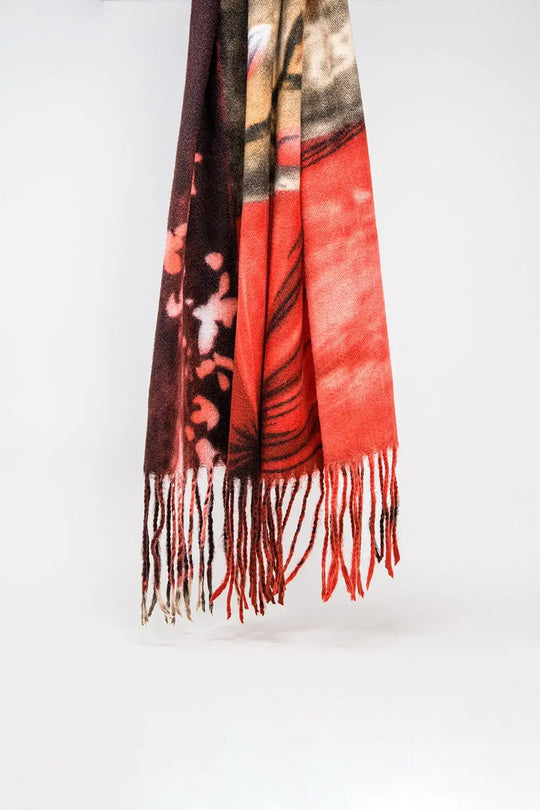 red flower print scarf - RED / ONE - Scarves